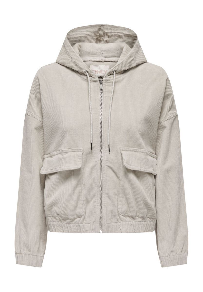 Cordjacke mit Kapuze und aufgesetzten Taschen