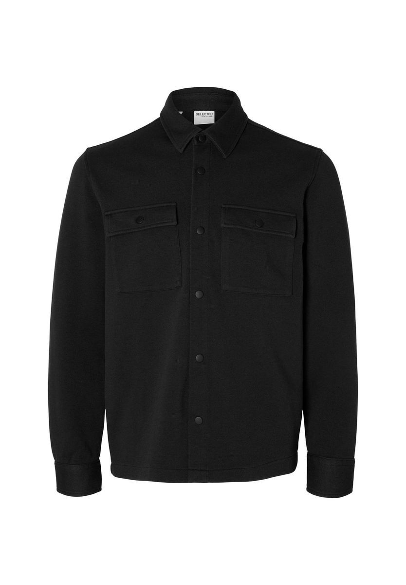 Schwarzes Herren Overshirt mit Knöpfen aus Bio-Baumwolle