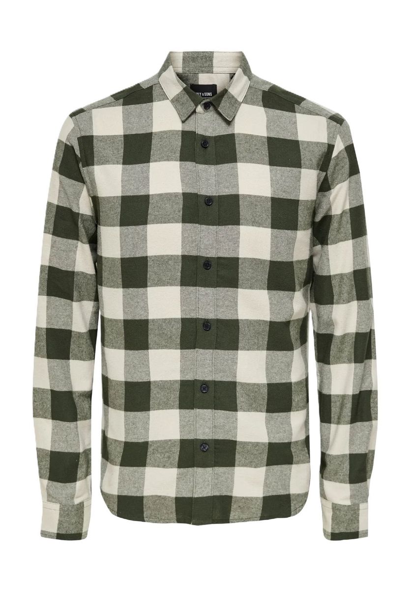 Grün-weißes Buffalo-Karo-Flanellhemd
