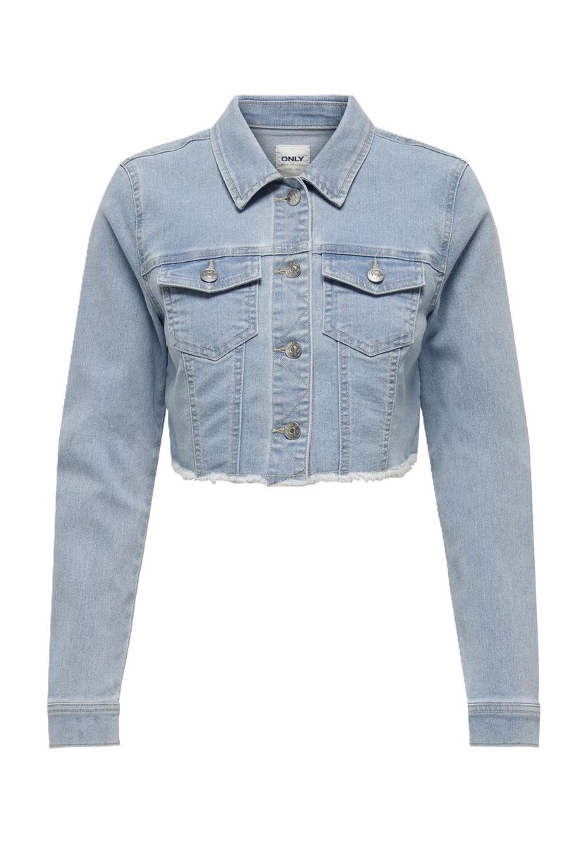 Kurze Jeansjacke mit heller Waschung