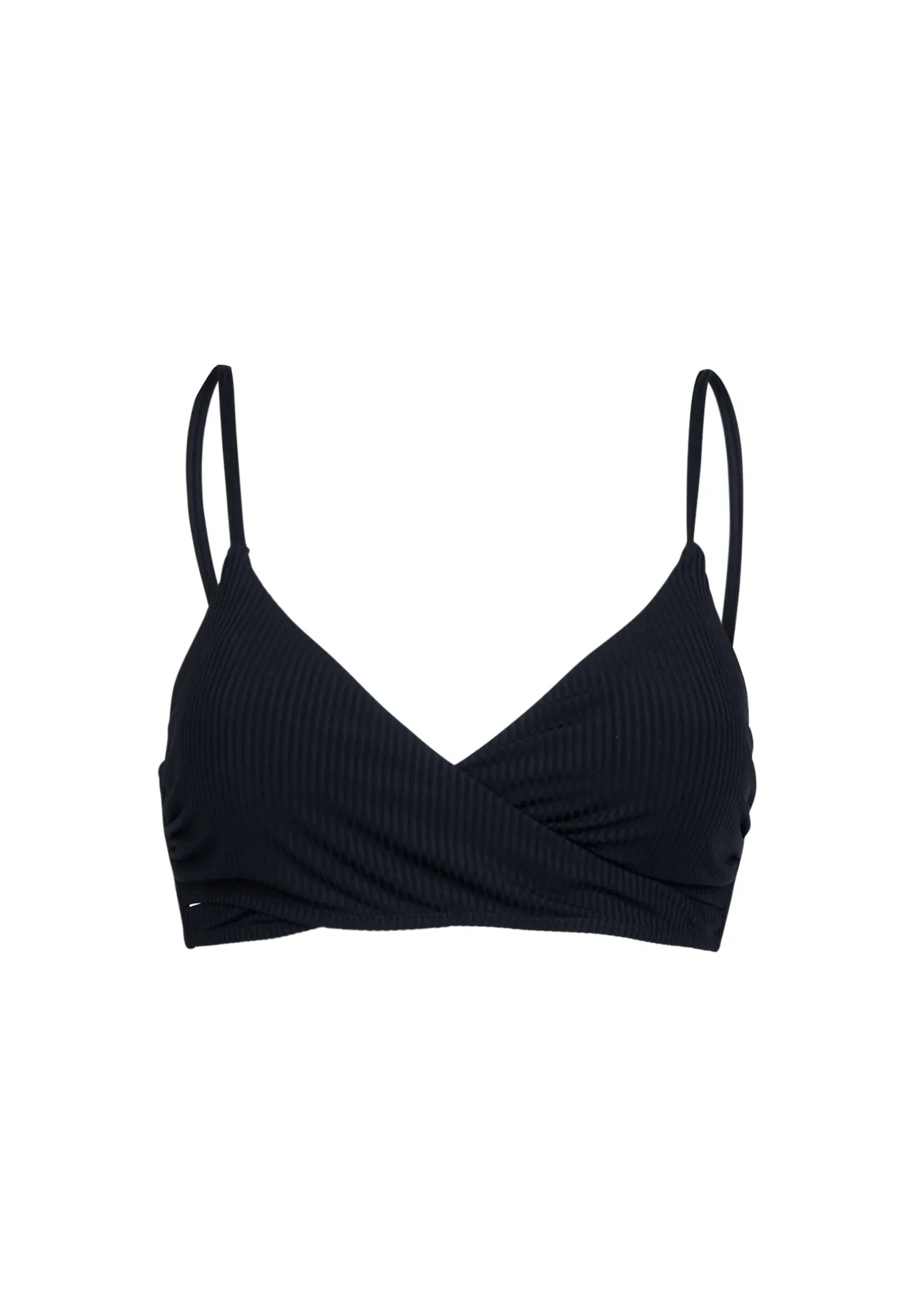 Geripptes Wickel-Bikini-Oberteil in Bralette-Form