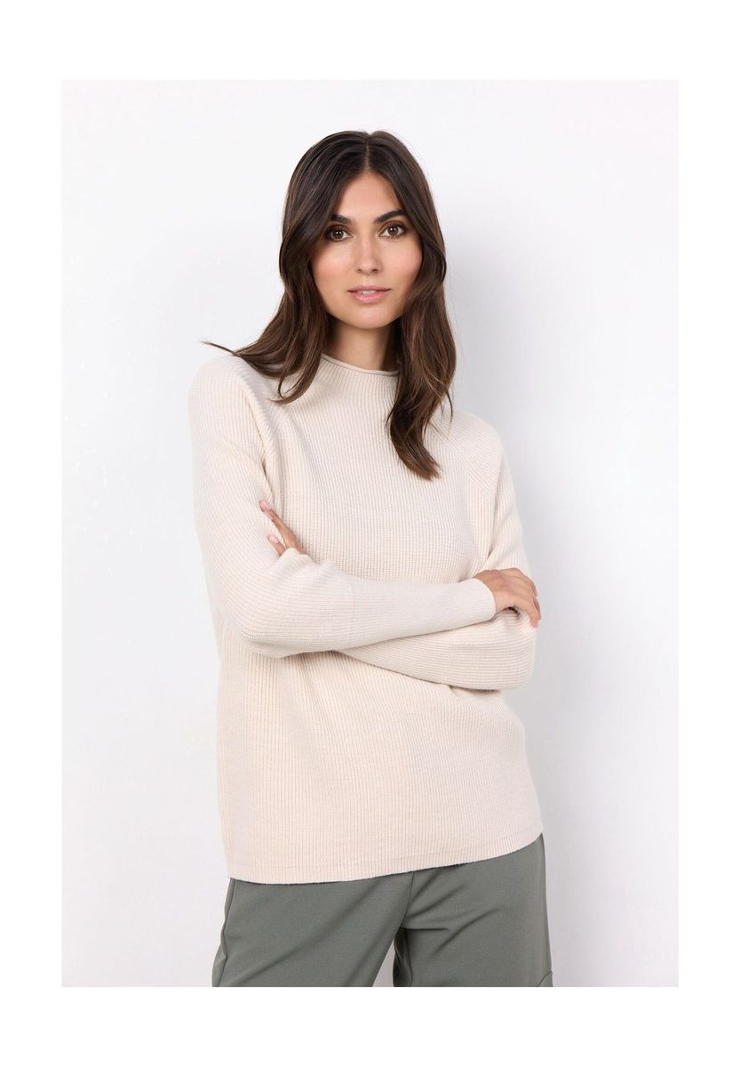 Strickoberteil mit Stehkragen und entspannter Passform