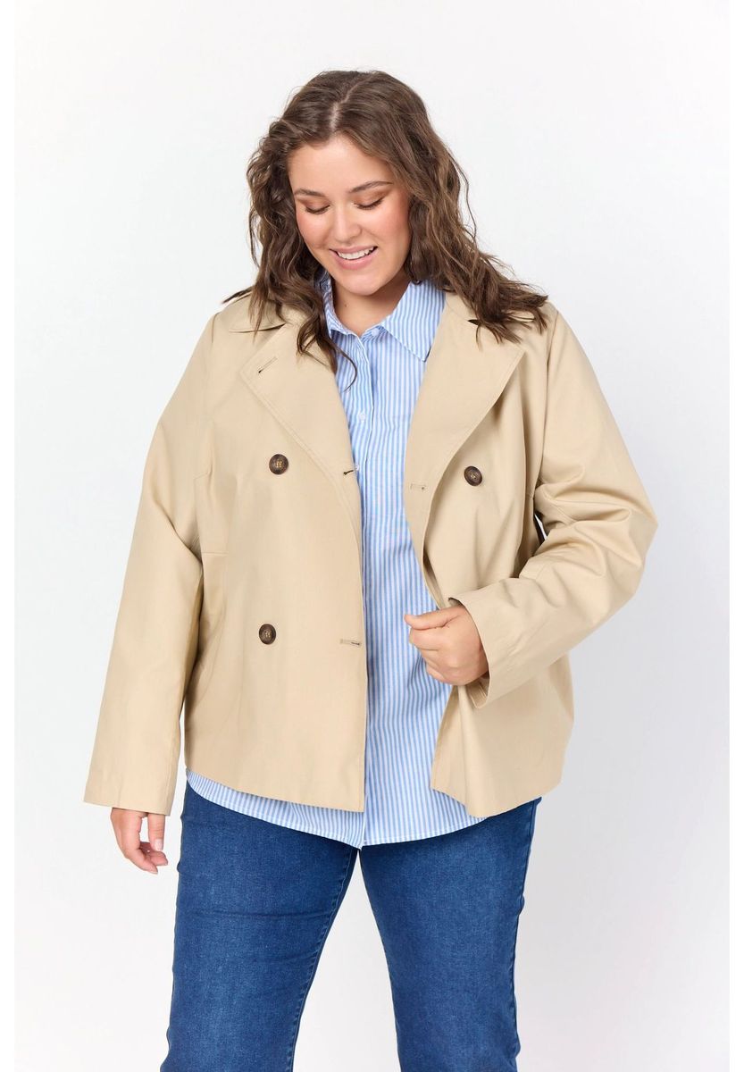 Klassischer, kurz geschnittener Trenchcoat mit Doppelknopfreihe