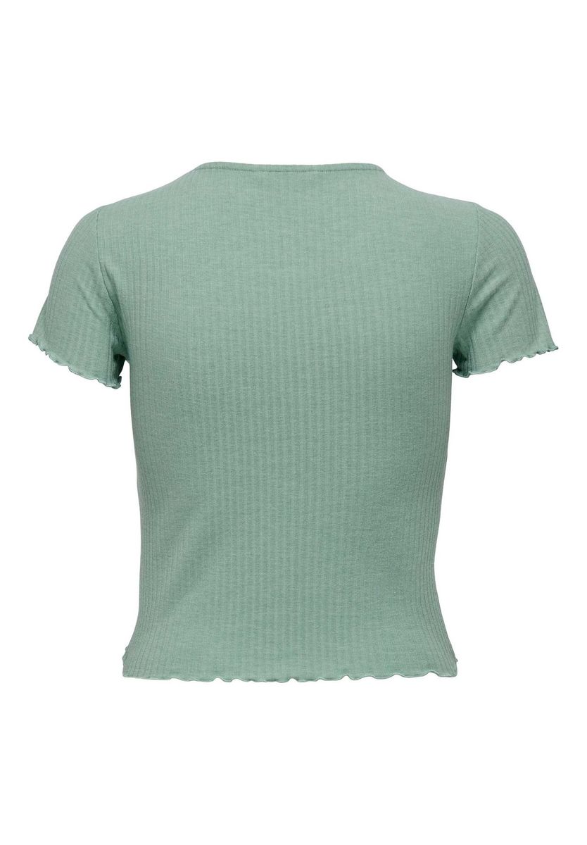 ONLY® T-Shirt, Wellsaumkante, Cropped Fit, für Damen, grün, L