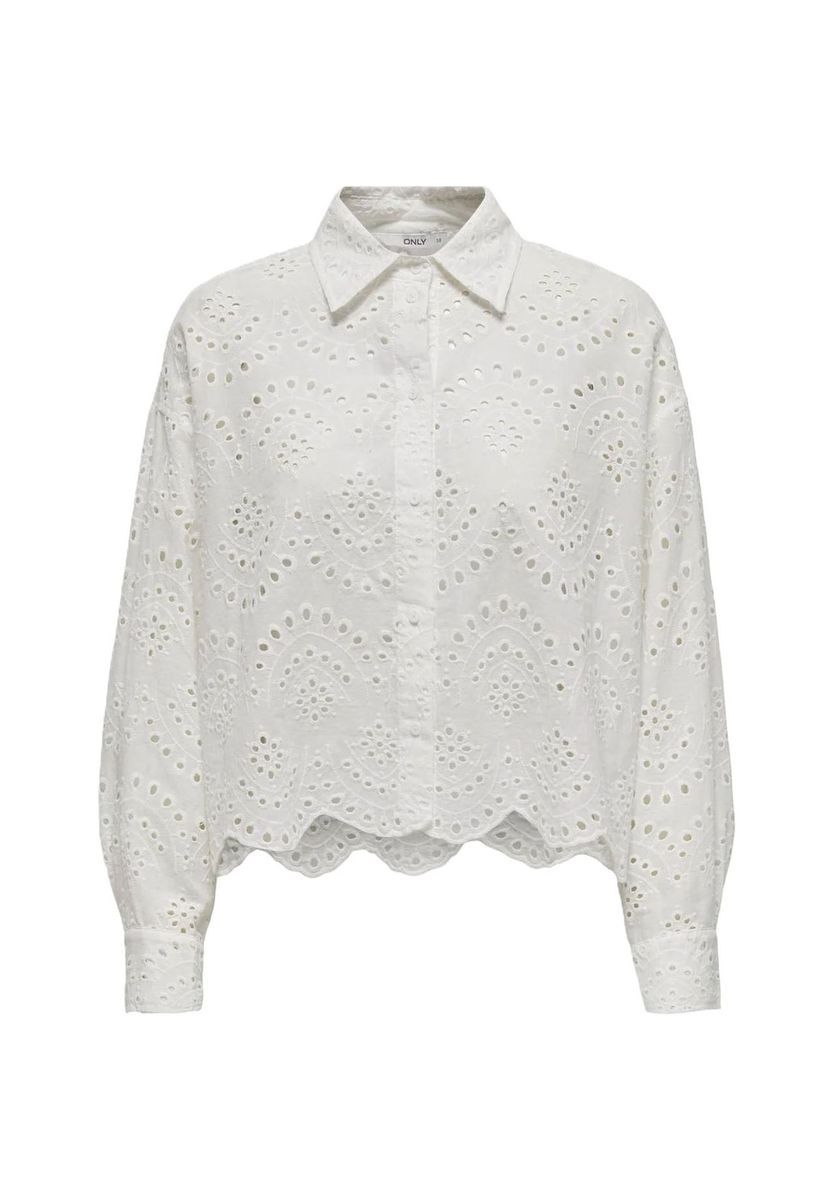 Baumwollbluse mit Lochstickerei