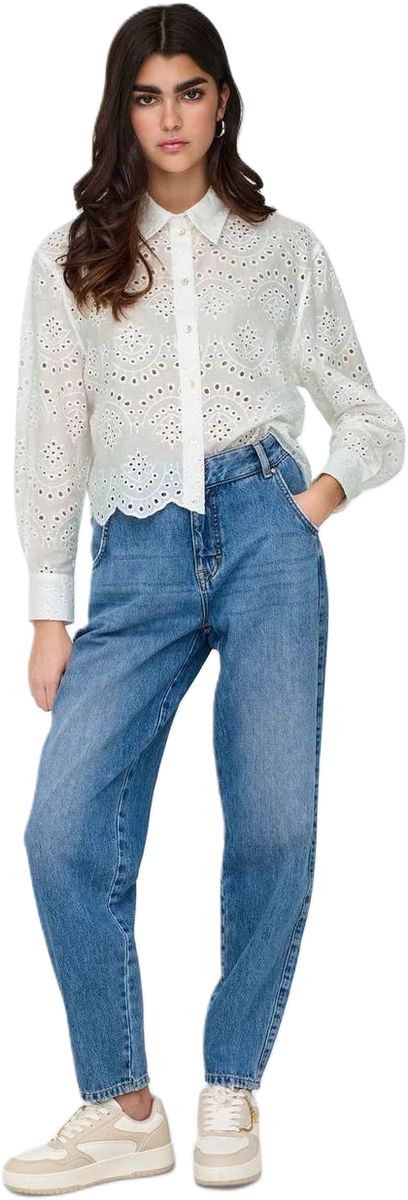 Baumwollbluse mit Lochstickerei