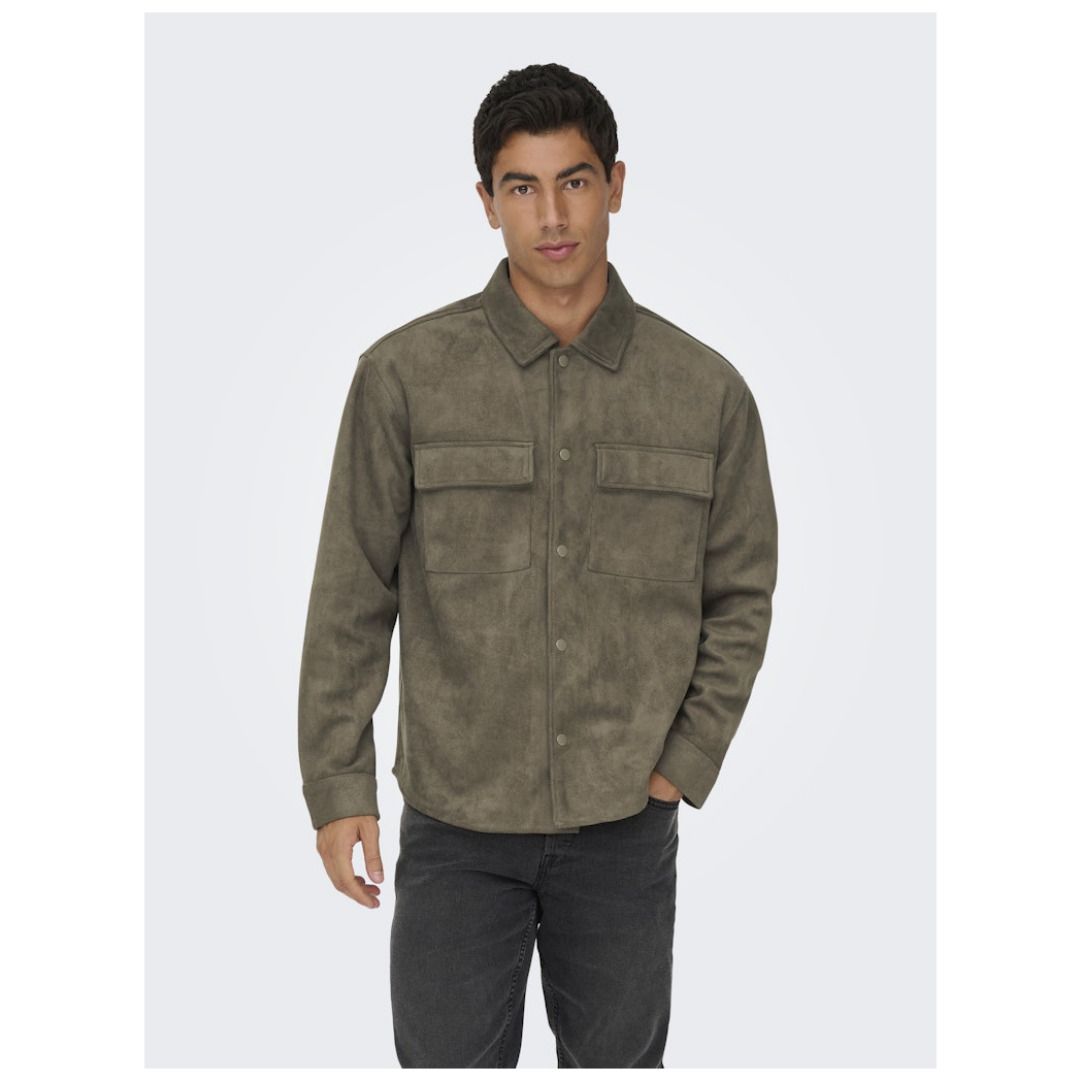 Utility-Hemdjacke aus Wildleder-Imitat