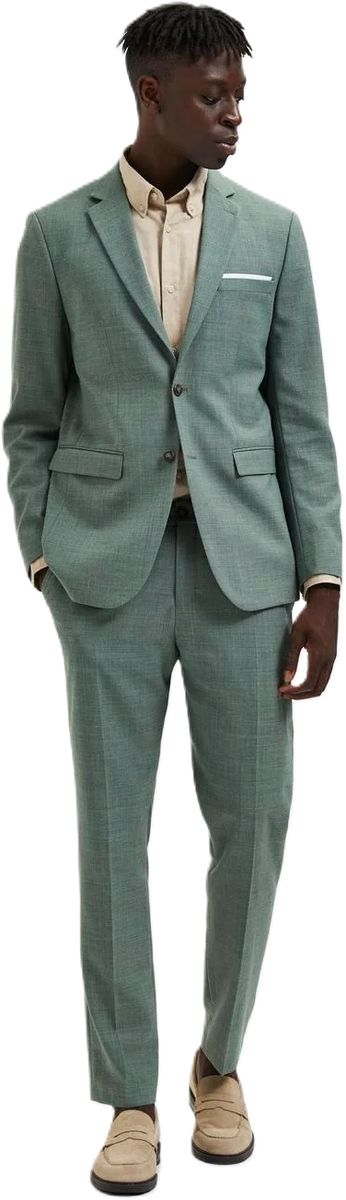 Einreihiger Slim-Fit Blazer aus Leinen-Woll-Mix