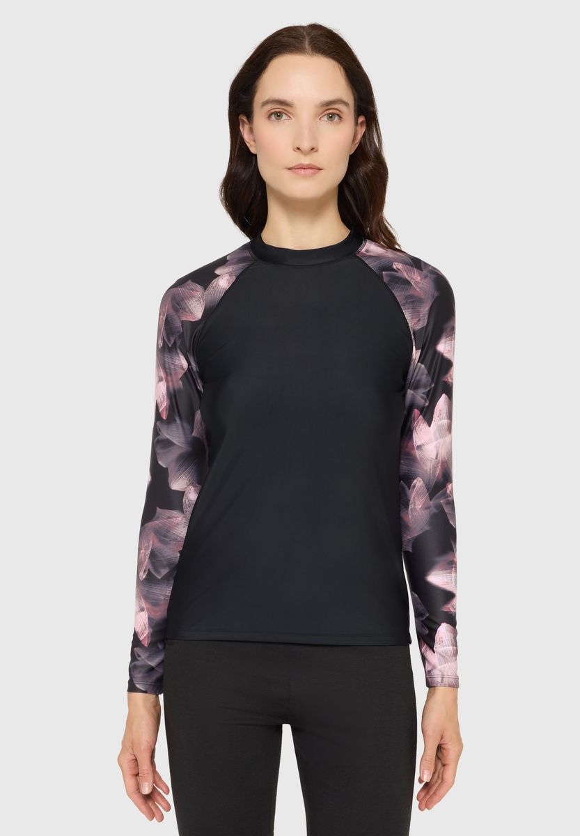 Funktionales Langarmshirt mit Blumenmuster-Ärmeln