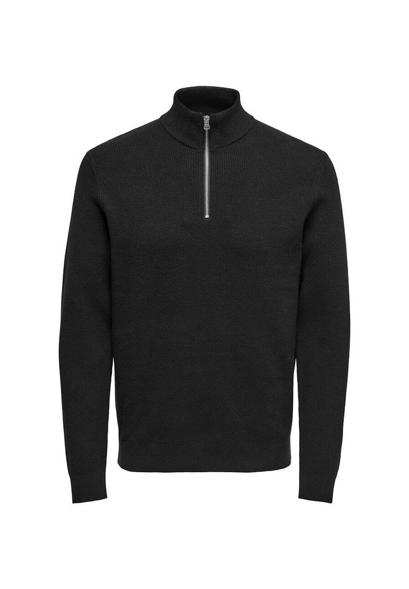 Herren Troyer Strickpullover mit Reißverschluss