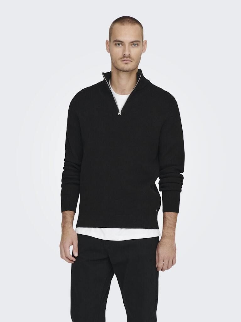 Herren Troyer Strickpullover mit Reißverschluss