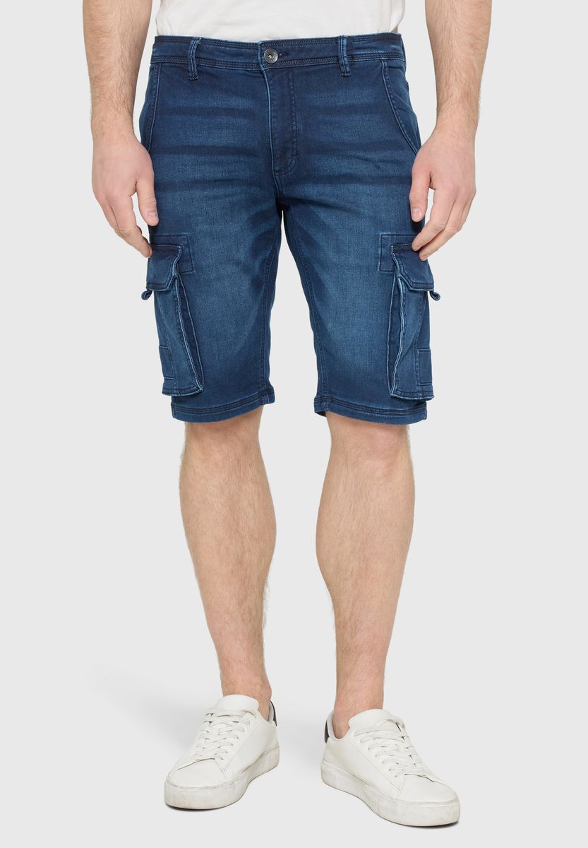 Robuste Denim-Bermudas mit Beintaschen