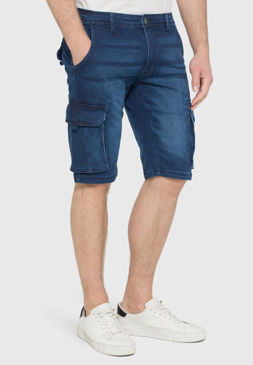 Robuste Denim-Bermudas mit Beintaschen