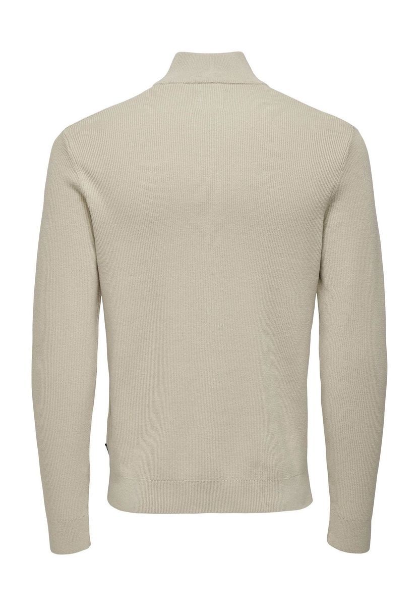 Gerippter Troyer Pullover mit halbem Reißverschluss