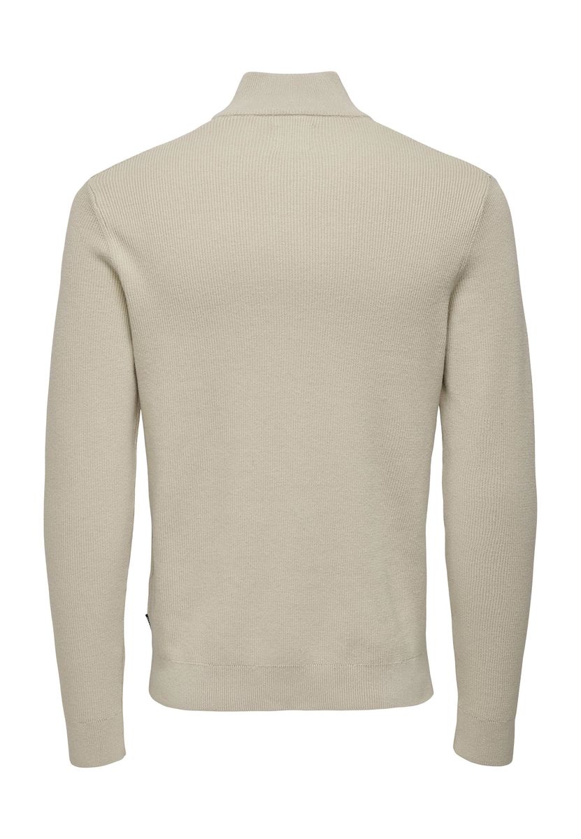 Gerippter Troyer Pullover mit halbem Reißverschluss