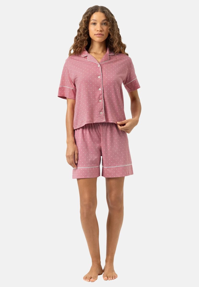 Kurzarm-Pyjama-Set mit Punktmuster