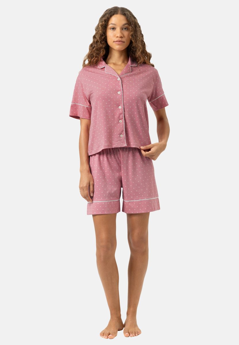 Kurzarm-Pyjama-Set mit Punktmuster