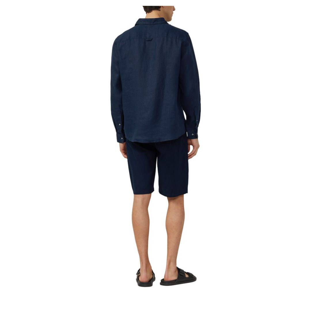 Bermuda-Shorts mit Leinenanteil und Kordelzug