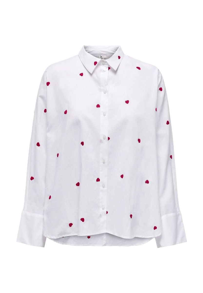 Baumwollhemd mit Herzstickerei