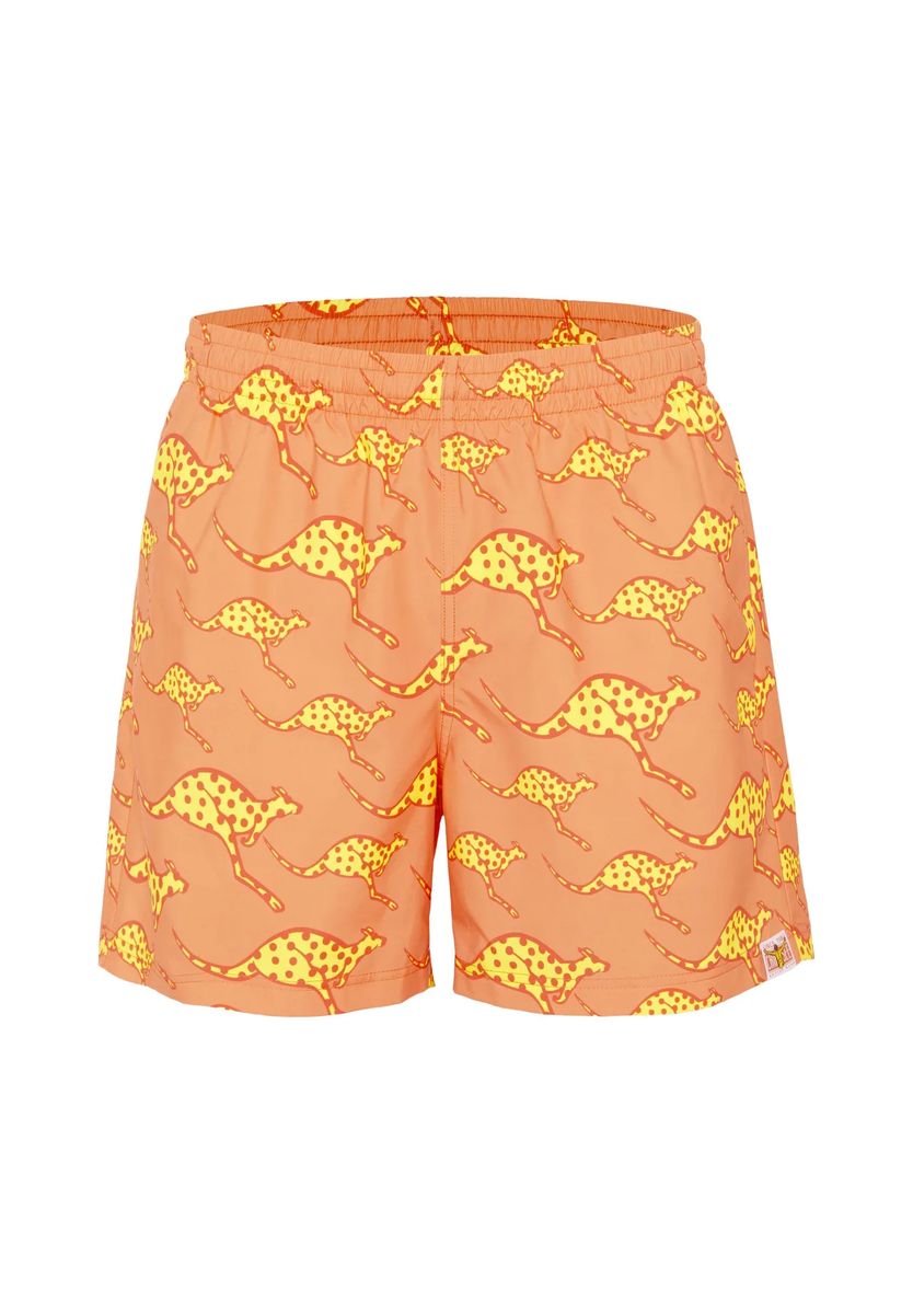 Schnelltrocknende Badeshorts mit Känguru-Print