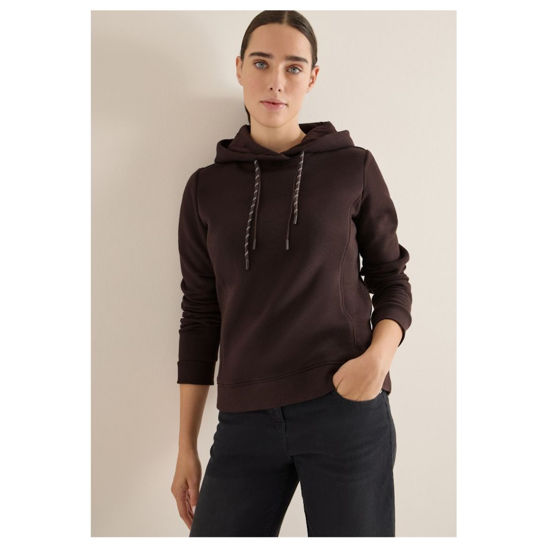 Klassischer Kapuzenpullover mit Tunnelzug und Rippbündchen