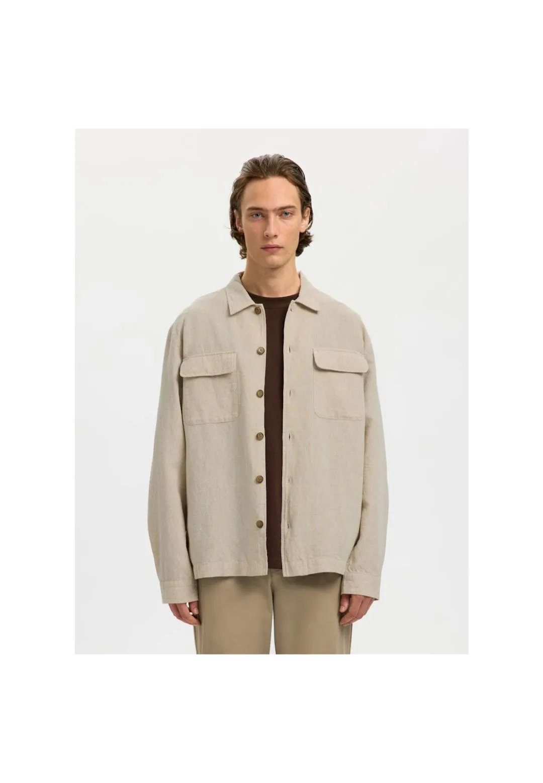 Utility-Overshirt aus Leinenmischung