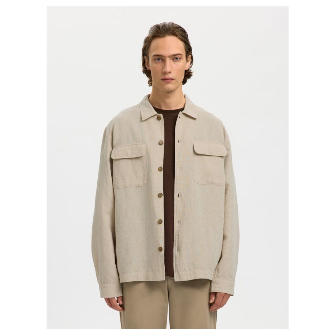 Utility-Overshirt aus Leinenmischung