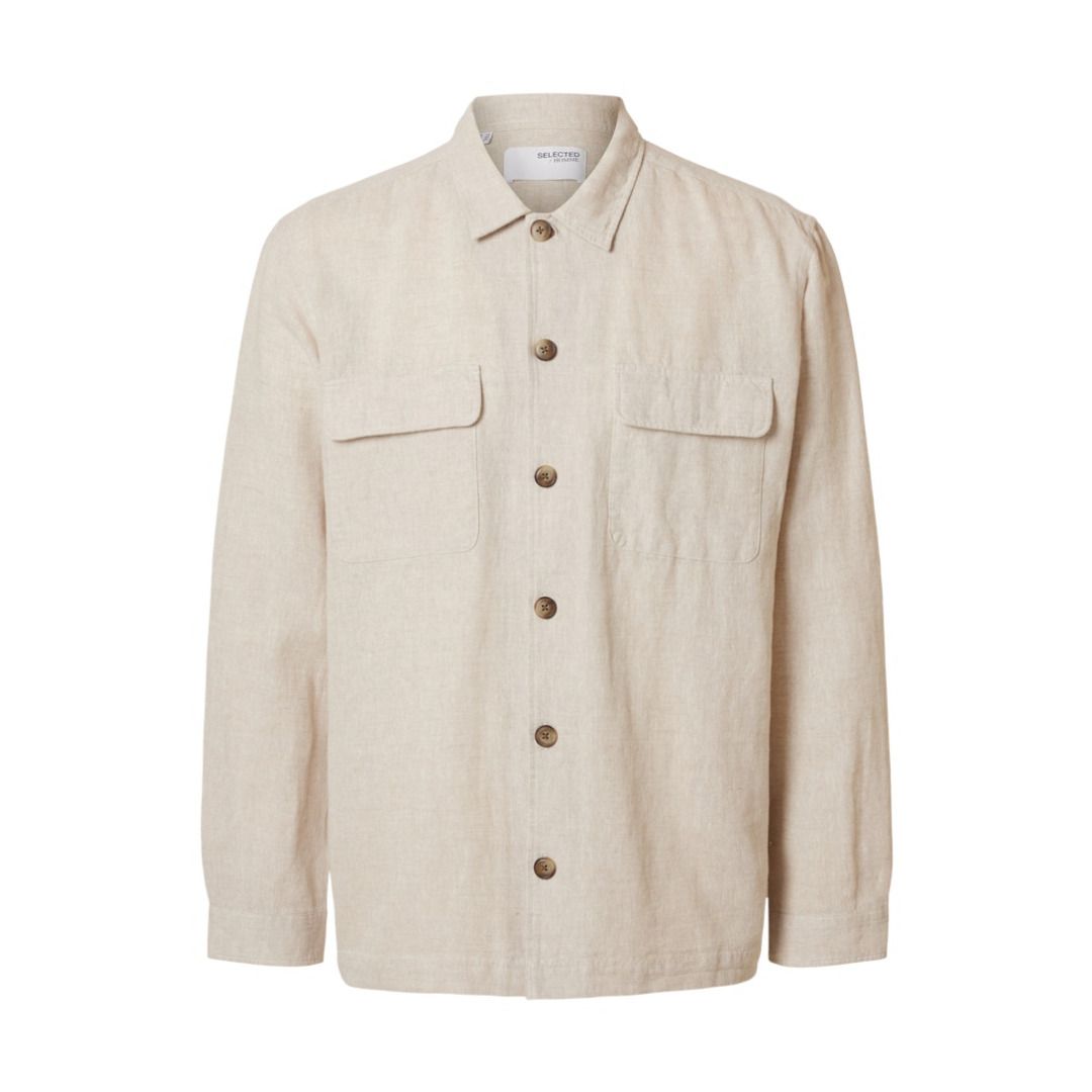 Utility-Overshirt aus Leinenmischung
