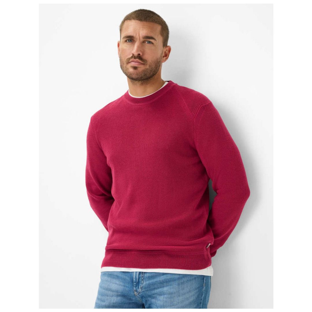 Strukturierter Raglan-Rundhalspullover