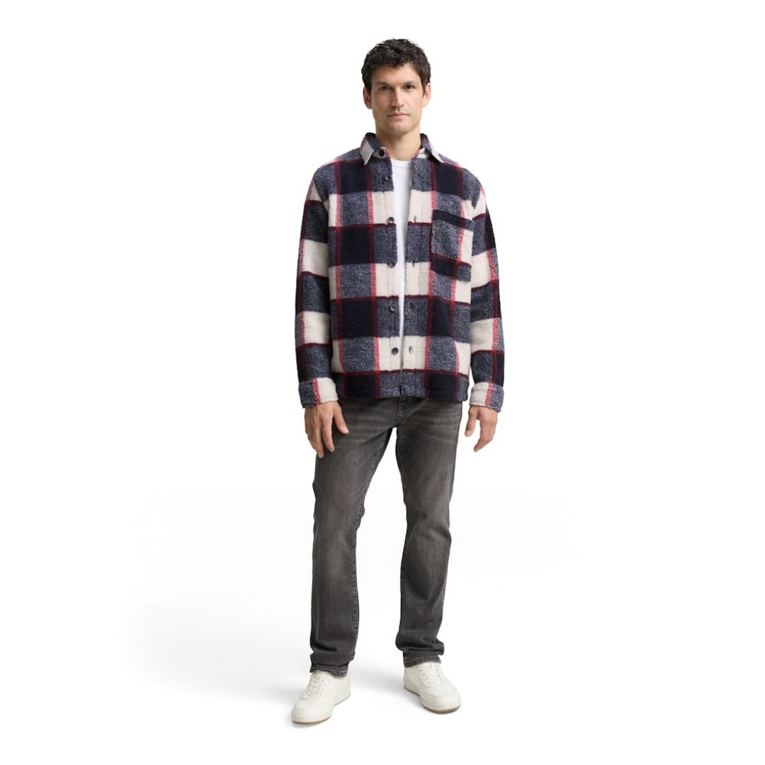 Teddy-Overshirt mit Karomuster