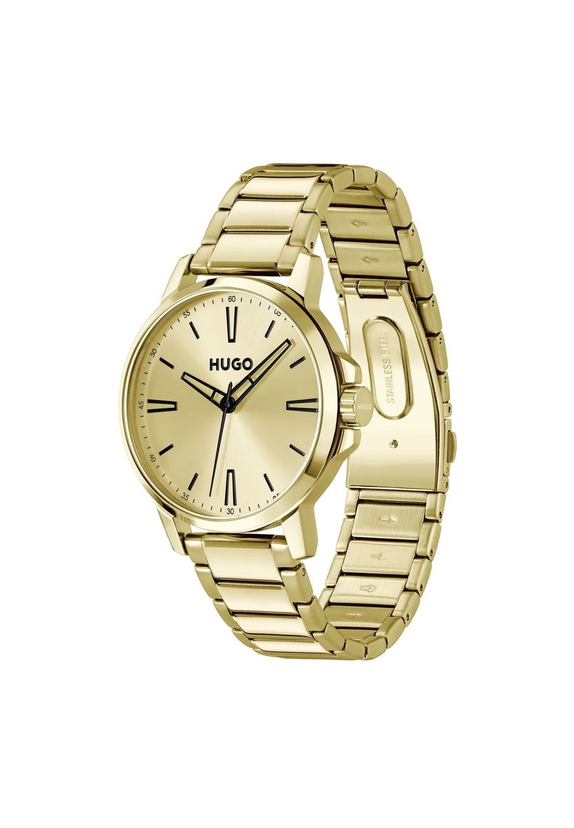Minimalistische polierte Gliederarmbanduhr