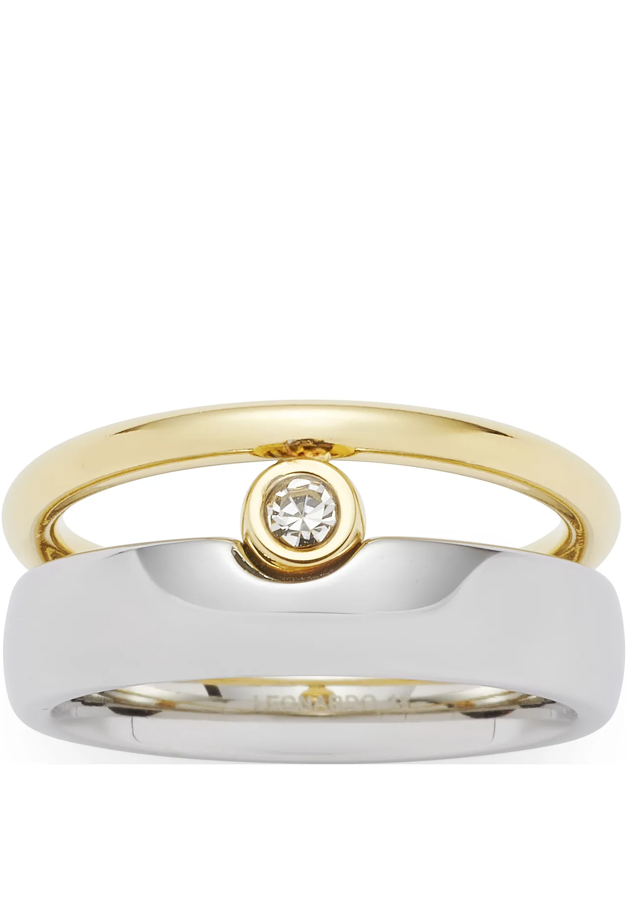 Eleganter Bicolor Bandring mit Zirkonia