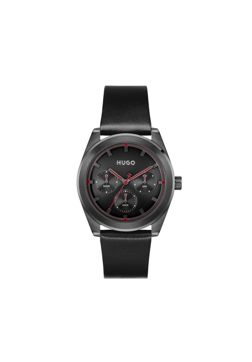 Elegante Multifunktionsuhr mit Lederarmband
