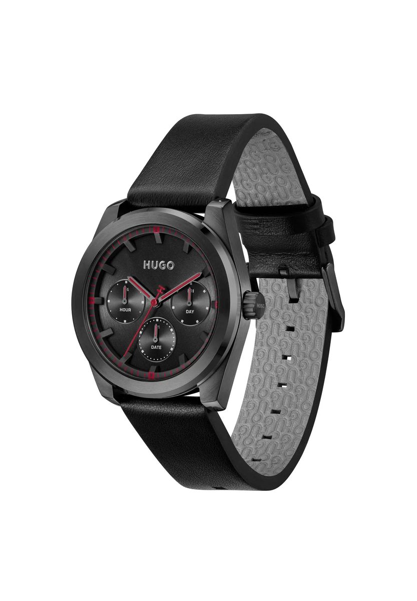 Elegante Multifunktionsuhr mit Lederarmband