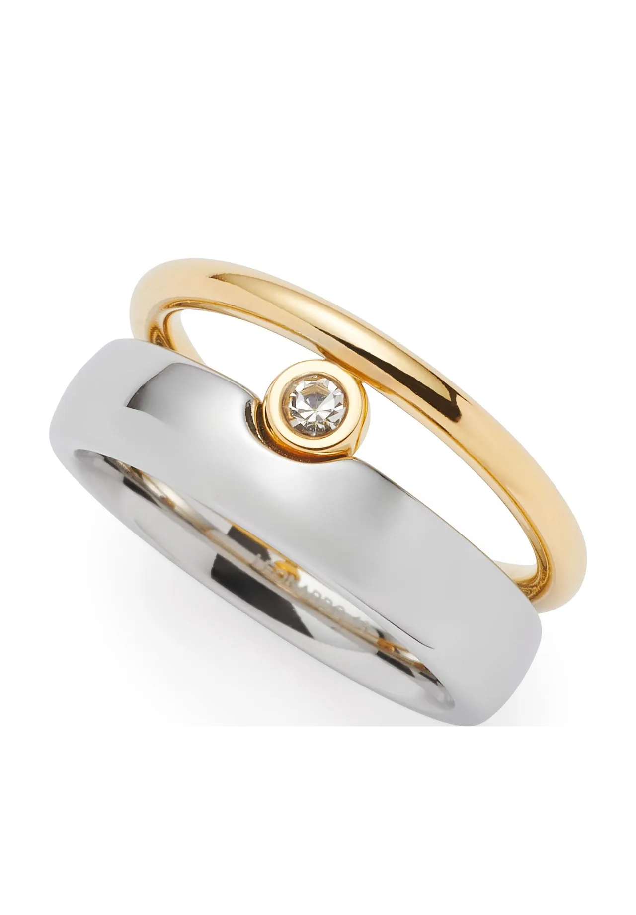 Moderner Bicolor-Bandring mit Zirkonia