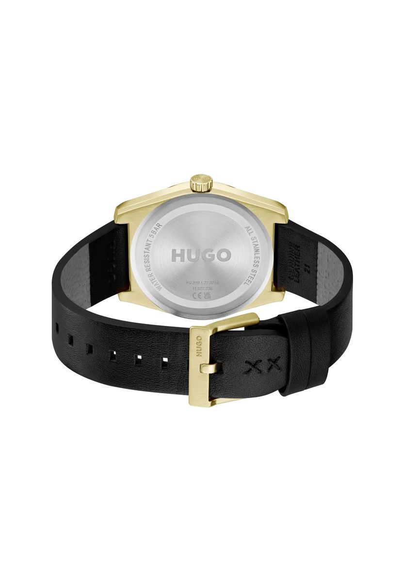 Klassische goldfarbene Armbanduhr mit Lederarmband