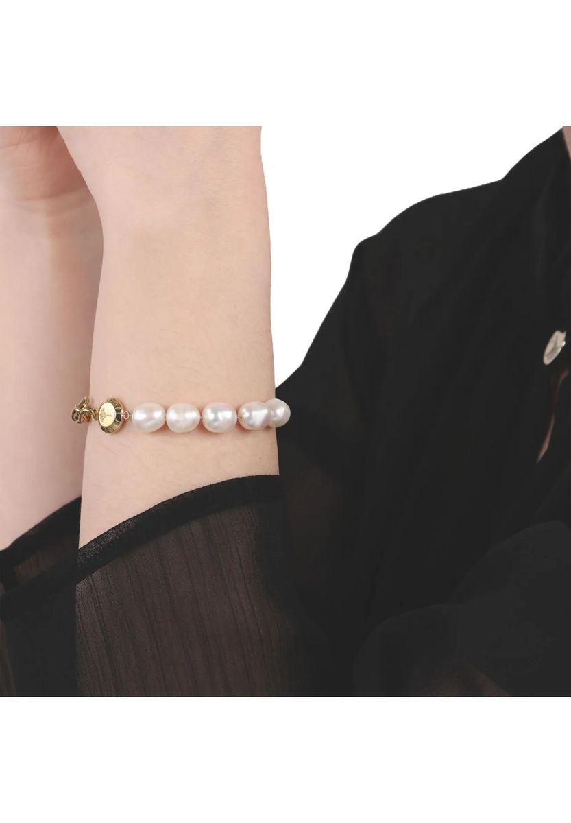 Elegantes Gliederketten-Armband mit Süßwasserperlen