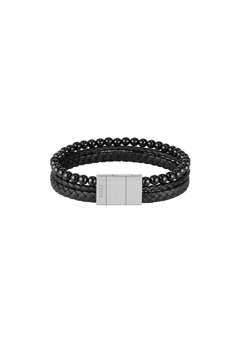 Mehrreihiges Lederarmband mit Perlen