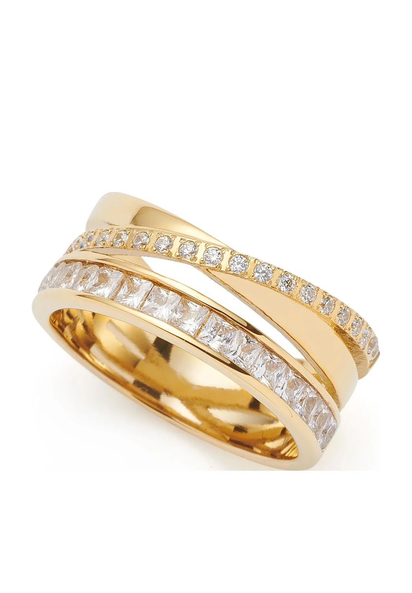 Dreireihiger Crossover-Ring mit Zirkonia