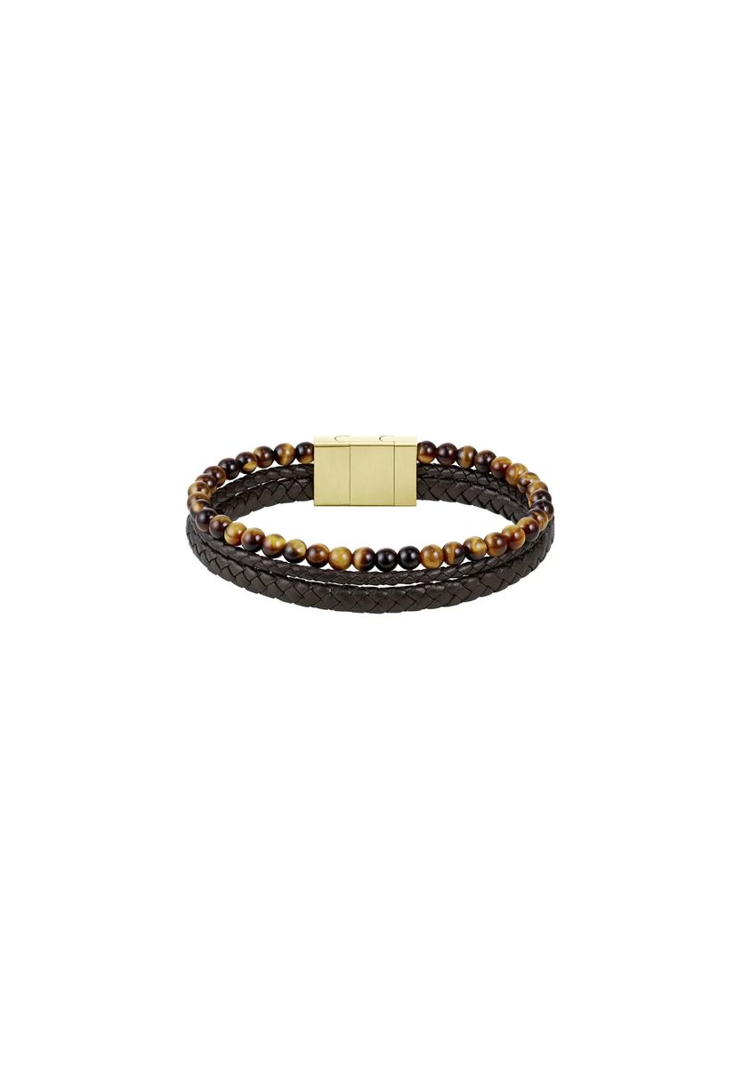 Geflochtenes Leder- und Tigerauge-Armband