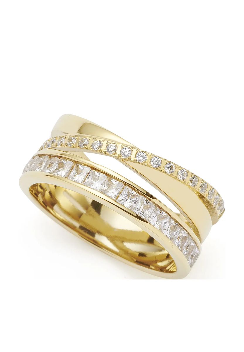 Mehrreihiger Ring mit Zirkonia-Besatz