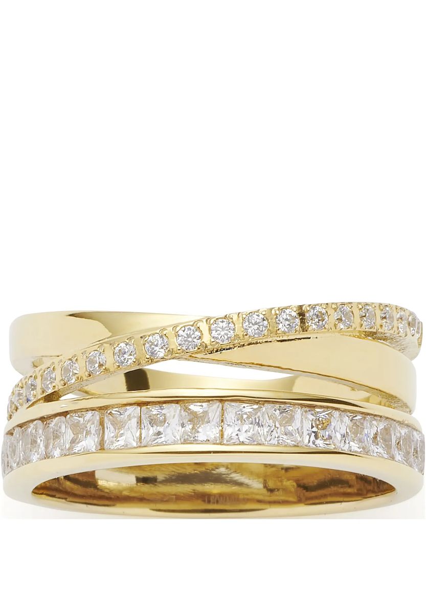 Mehrreihiger Ring mit Zirkonia-Besatz
