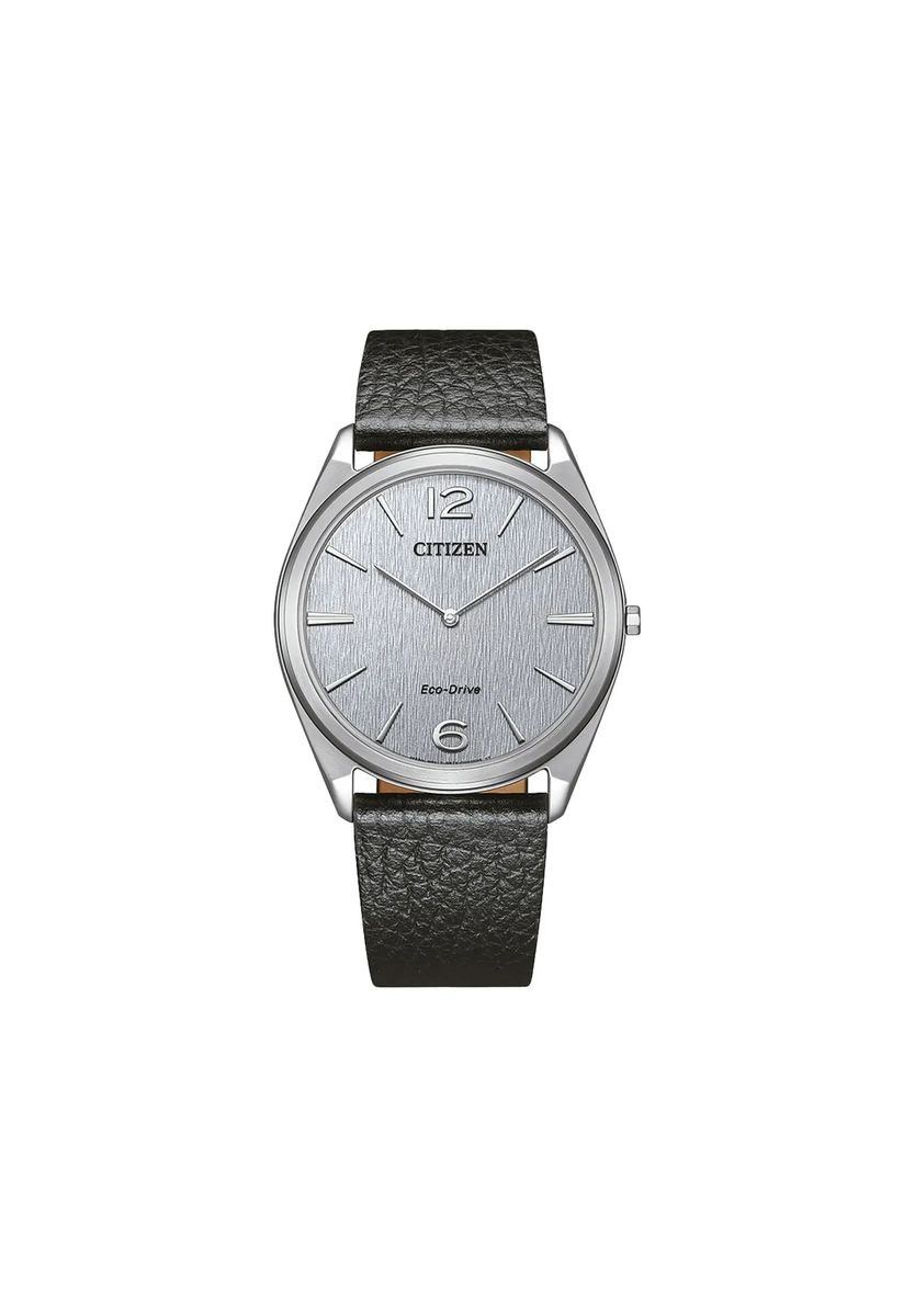 Minimalistische Eco-Drive Lederarmbanduhr