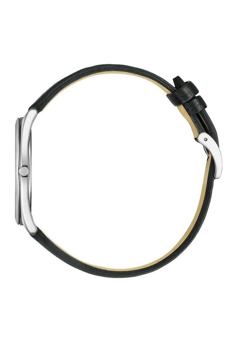Minimalistische Eco-Drive Lederarmbanduhr