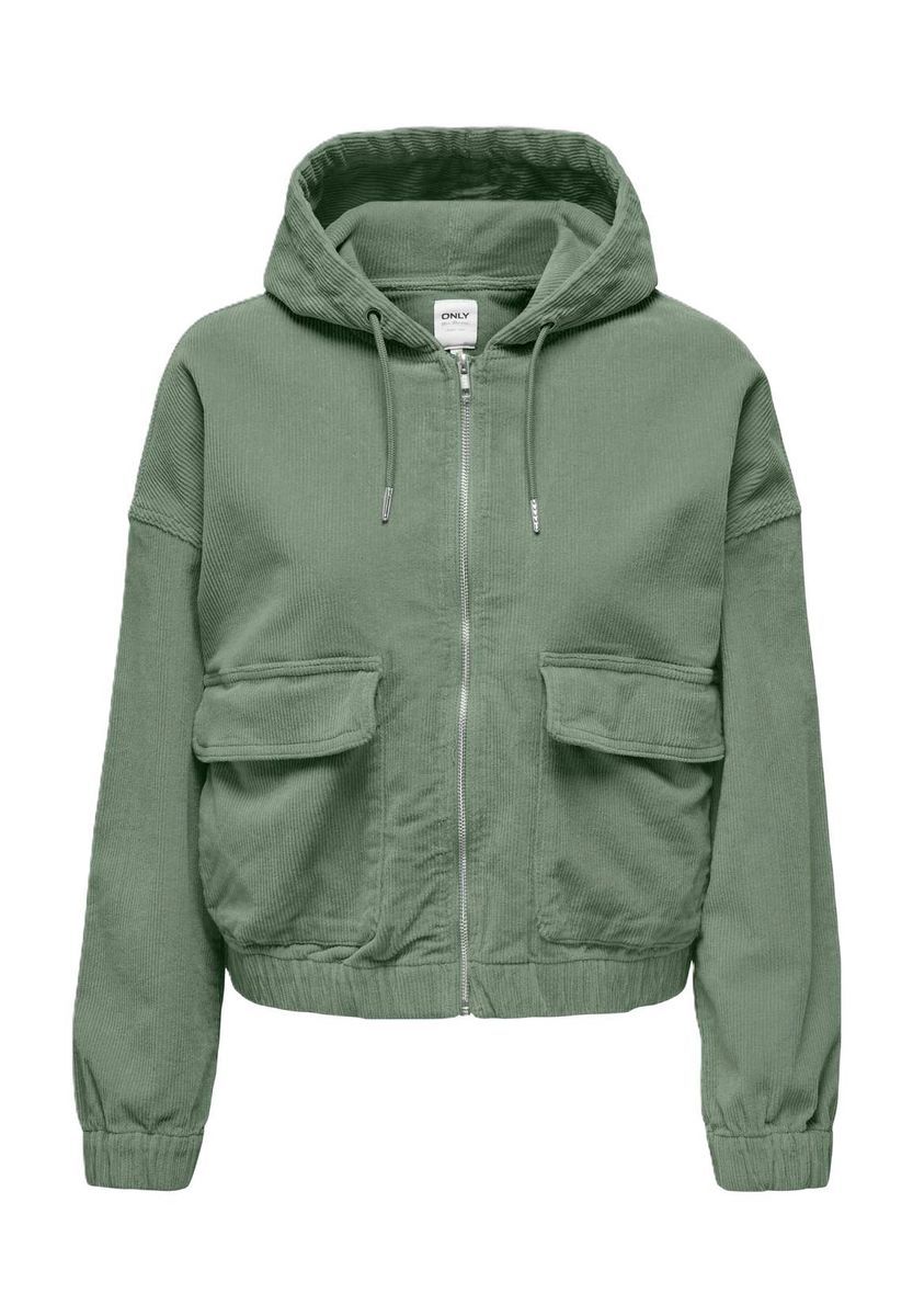 Cordjacke mit Kapuze und Taschen