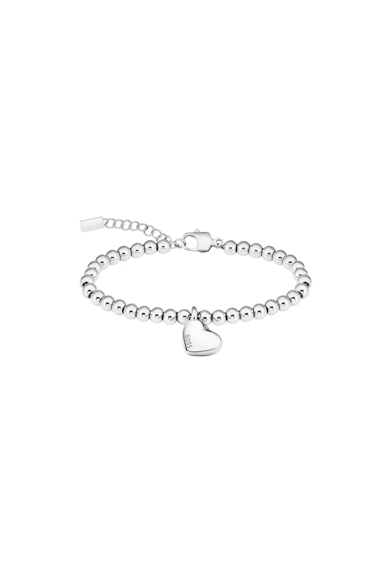 Poliertes Perlenarmband mit Herzanhänger