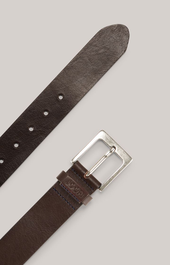 Joop! Dunkelbrauner Ledergürtel mit silberner Schnalle Klassisches Design
