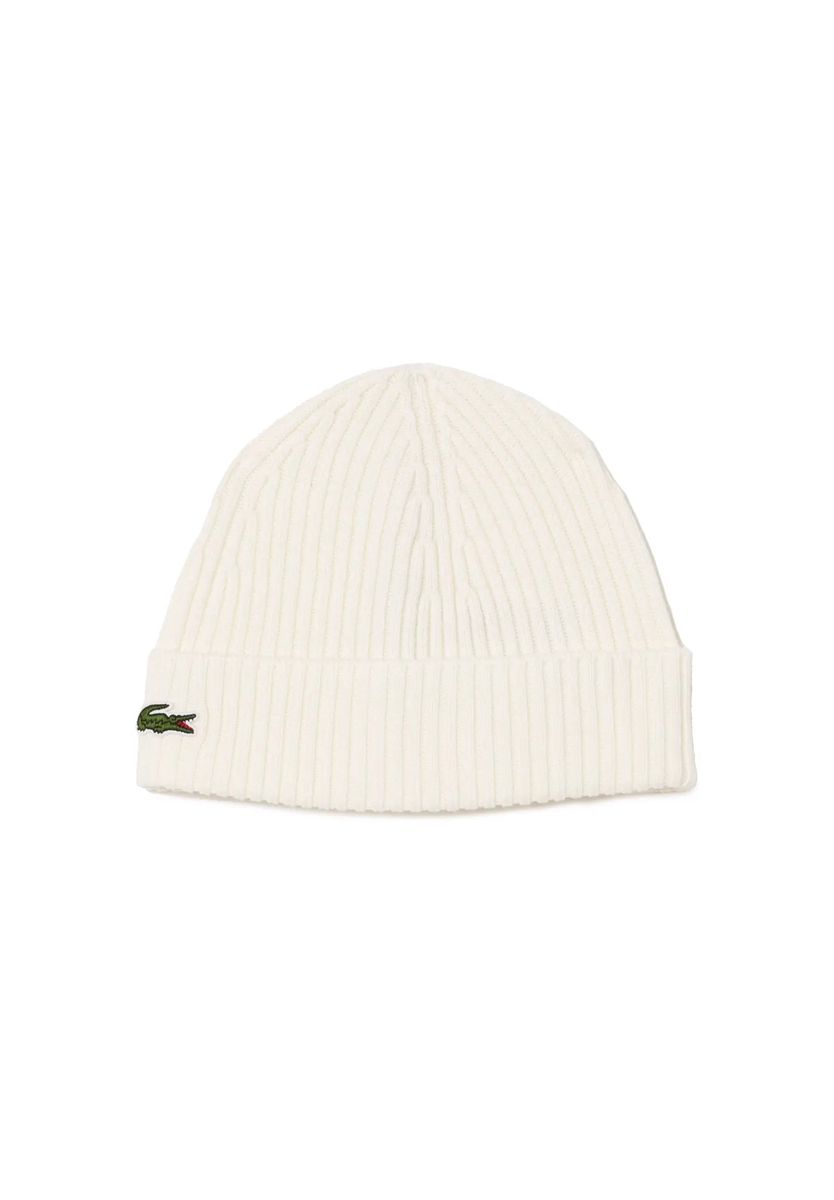 Gerippte Wollbeanie mit Logo-Patch