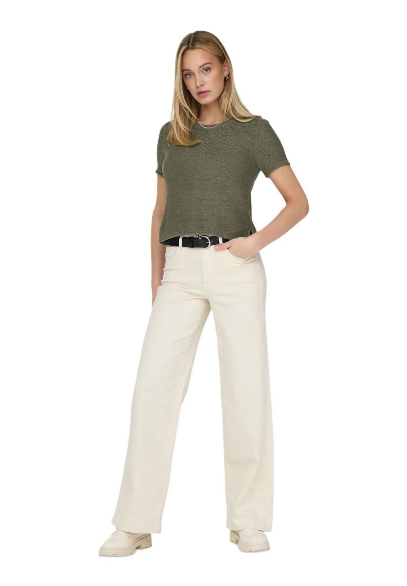 Texturiertes Strick Kurzarm-Top