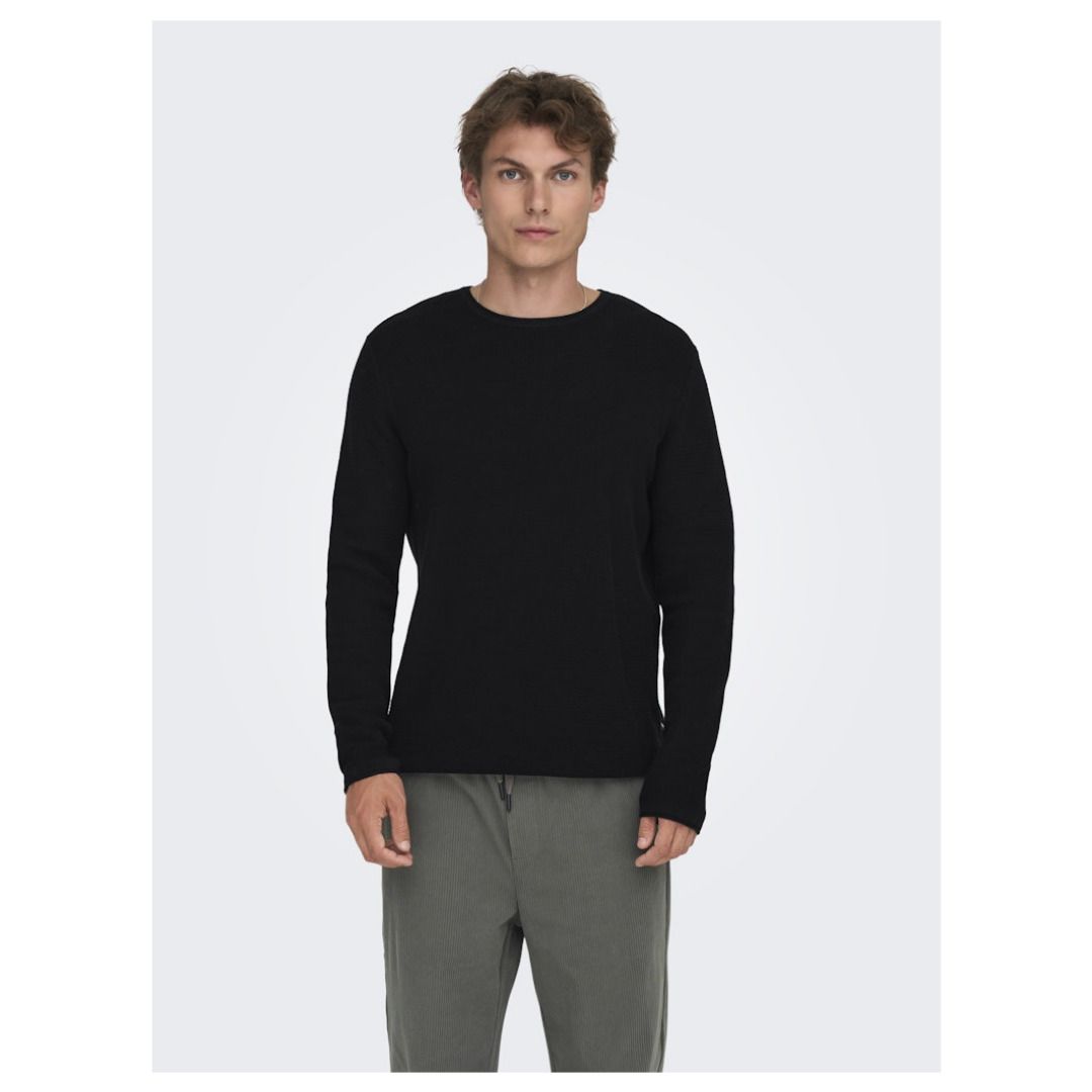 Strukturierter Rundhals-Strickpullover